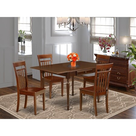 East West Furniture 5 Piece Monza Dinette Set - Mahogany MZCA5-MAH-W